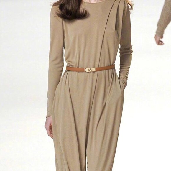 Women’s Leather Skinny Belt Adjustable Solid Color Alloy Turn Lock for Dresses - Picture 3 of 6